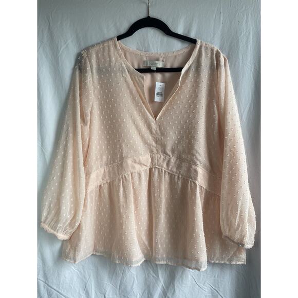LOFT The Original Tops - NWT - Loft Baby Pink Peplum Top Size Large